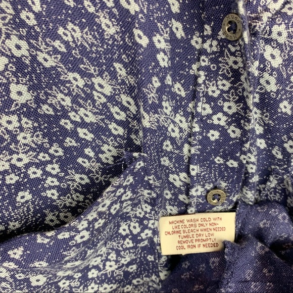 Mudd High Low Blue White Floral Button Soft Shirt - Picture 4 of 8
